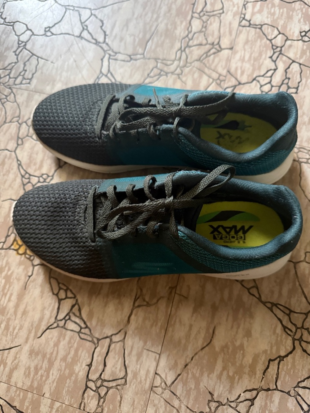 Skechers Go Flex Goga Max Black and Teal Lightweight Athletic Sneakers